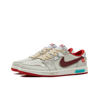 Custom Air Jordan 1 Grey Red Snake Scales Low
