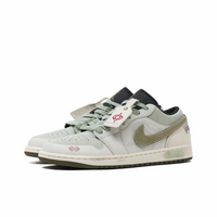 Custom Air Jordan 1 Light Grey Green Snake Scales Low