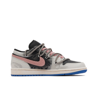 Custom Air Jordan 1 Black Grey Graffiti Pink Snake Scales