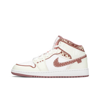 Custom Air Jordan 1 White Red Elk Print Mid