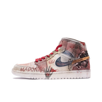 Custom Air Jordan 1 Red Dull Blue Graffiti