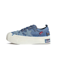 Custom Sneaker Stars Blue Denim Fabric