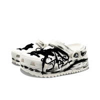 Custom Crocs White Black Graffiti And Shoelaces