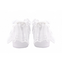 Custom Air Force 1 White Pearls Diamonds Lace Wedding Shoes