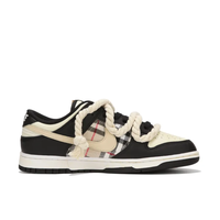 Custom Dunk Extra Thick Lace Black Grid White