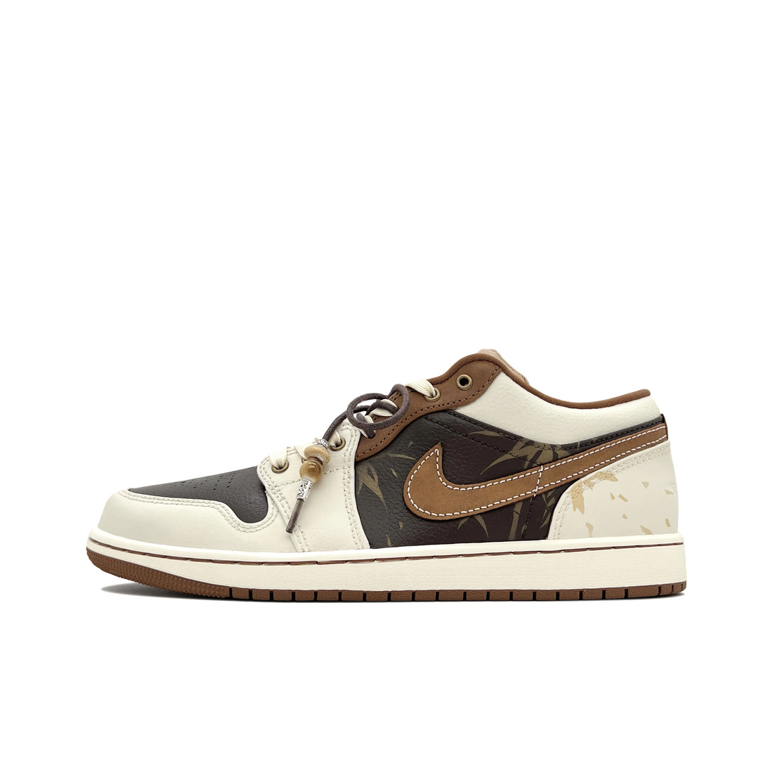 Custom Air Jordan 1 Beige Black Grey-green Low (Copy)