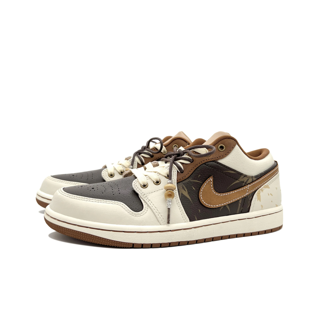 Custom Air Jordan 1 Beige Black Grey-green Low (Copy)