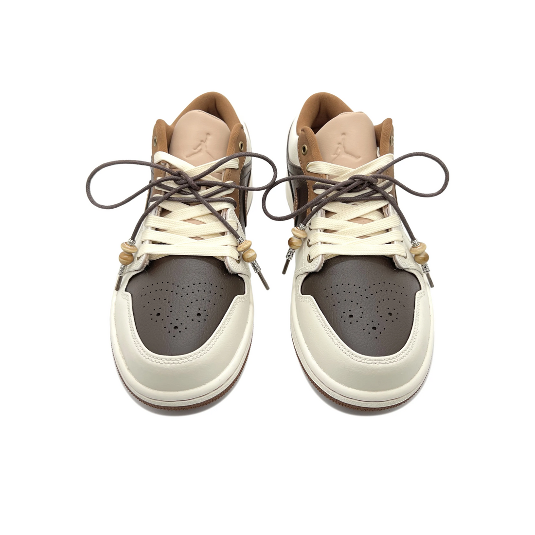 Custom Air Jordan 1 Beige Black Grey-green Low (Copy)