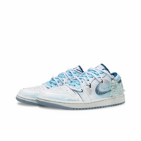 Custom Air Jordan 1 Blue White Sliver Snowflakes Low
