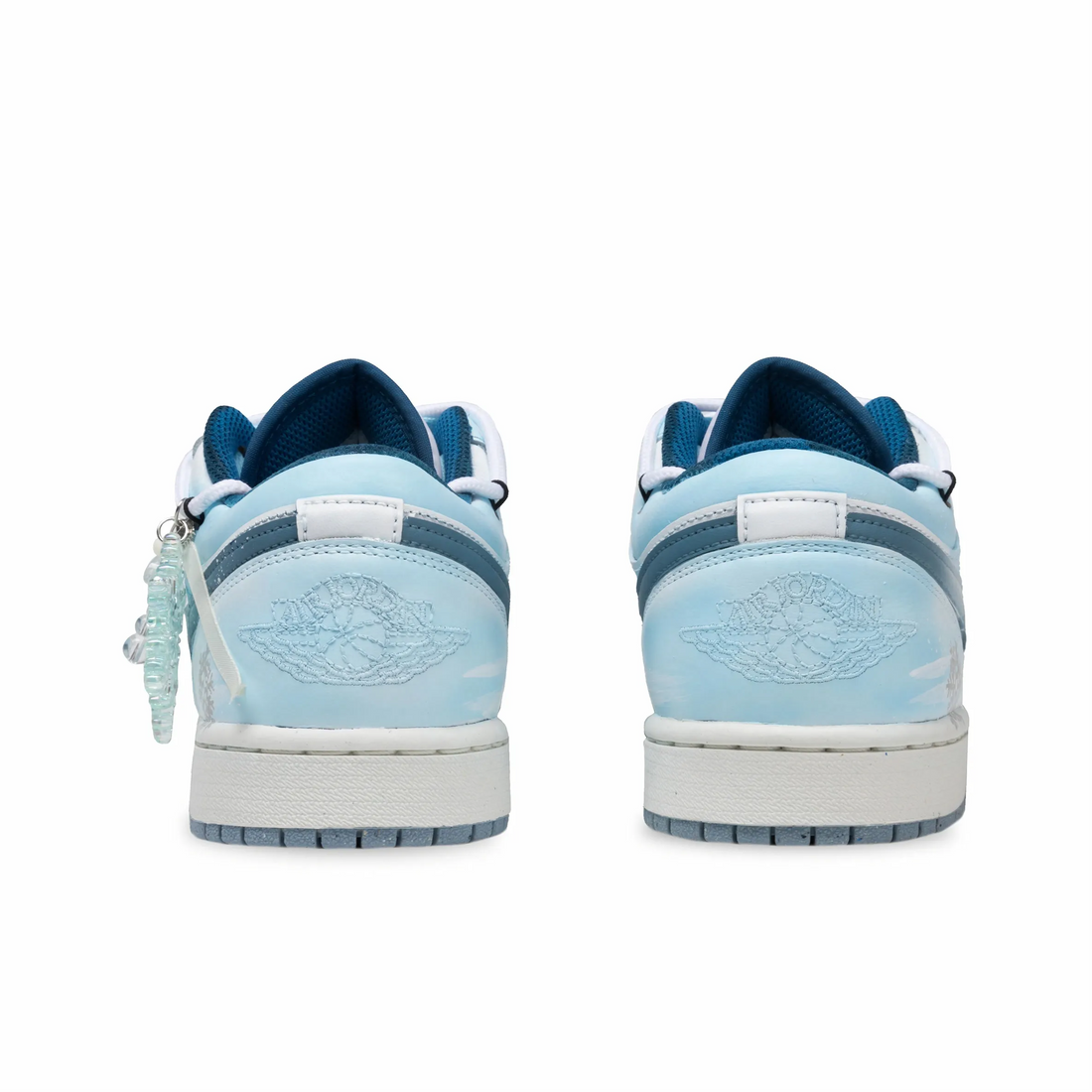 Custom Air Jordan 1 Blue White Sliver Snowflakes Low