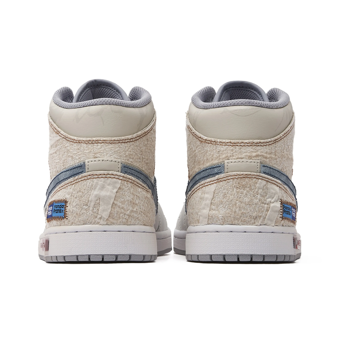 Custom Air Jordan 1 Off-white Light Brown Denim Swoosh High