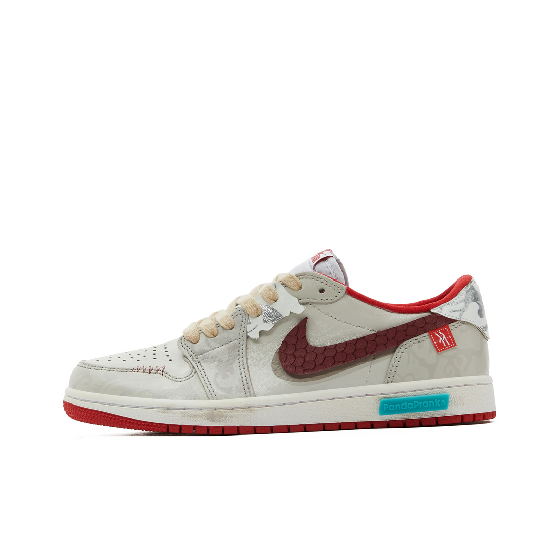 Custom Air Jordan 1 Grey Red Snake Scales Low