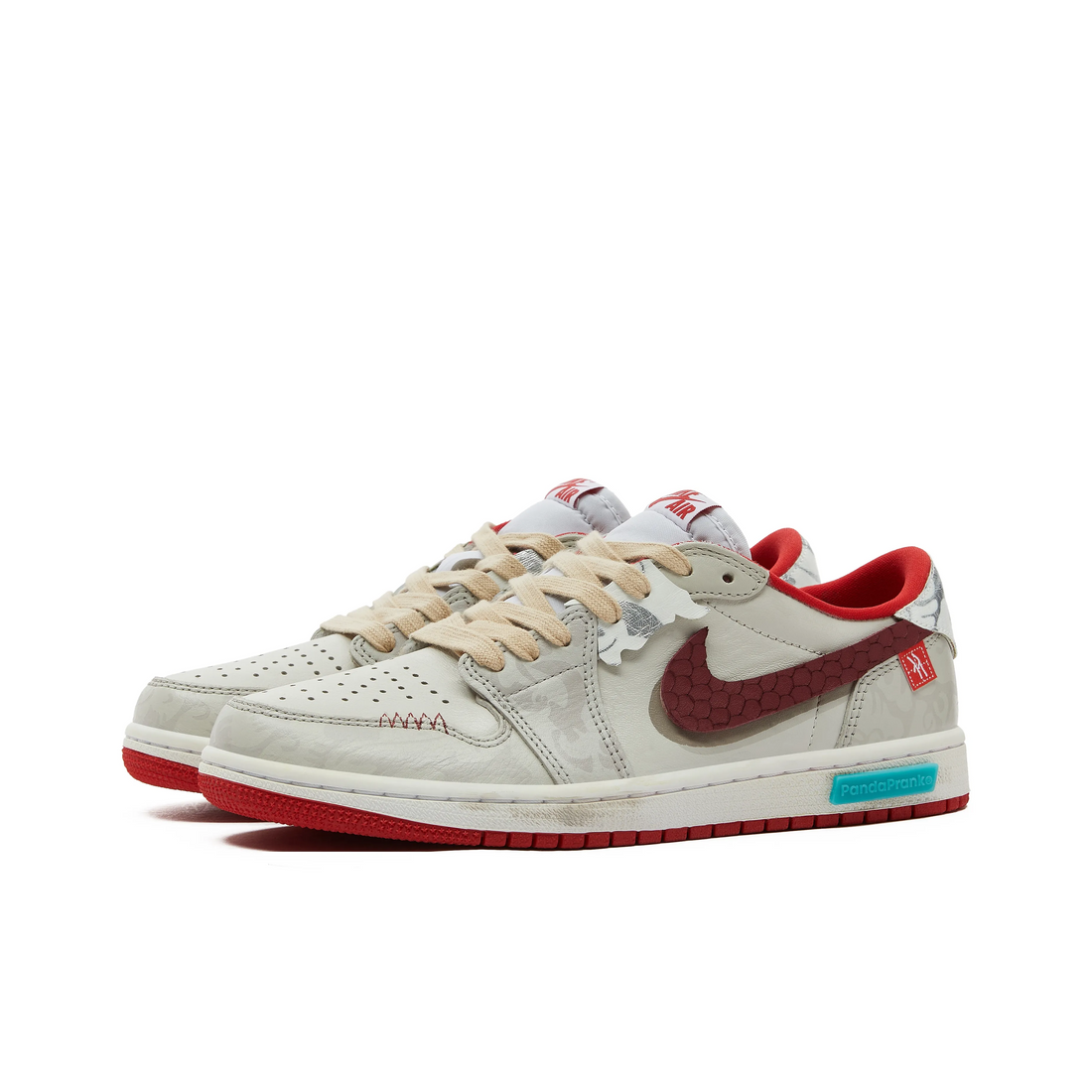 Custom Air Jordan 1 Grey Red Snake Scales Low