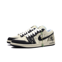 Custom Air Jordan 1 Black Beige Green Leaf Low