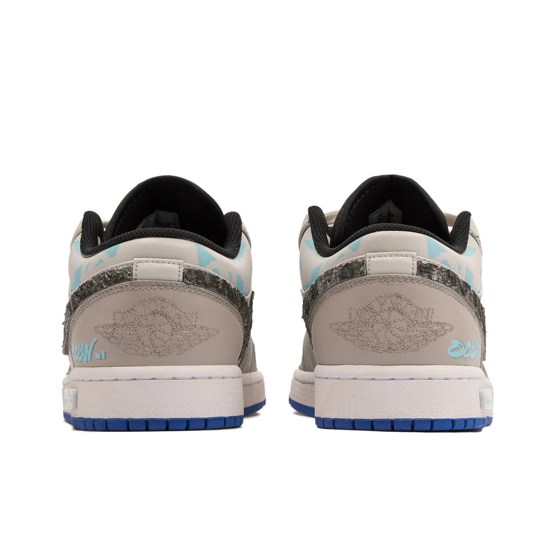 Custom Air Jordan 1 Grey Black Milky Brown Blue Graffiti