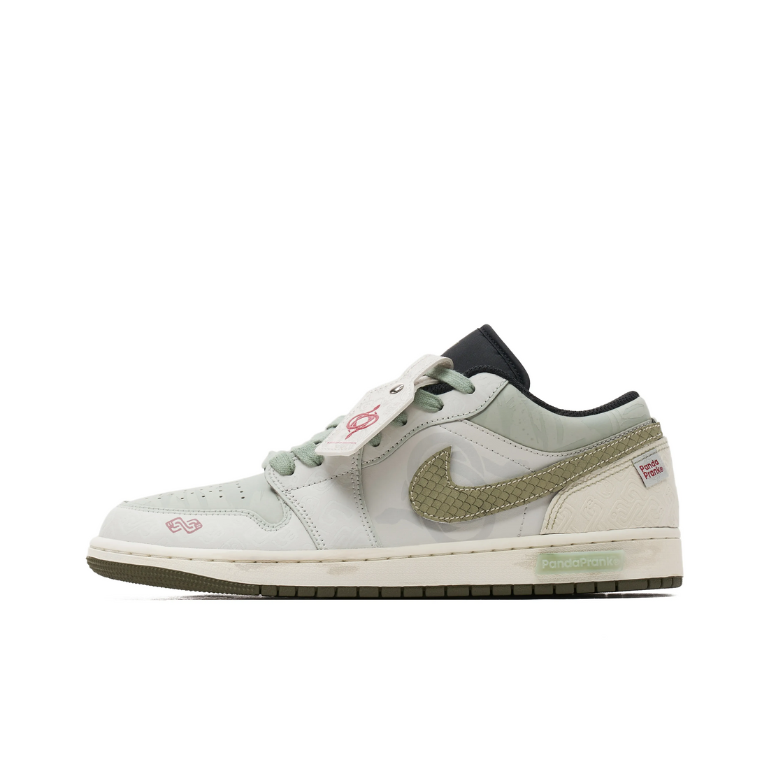 Custom Air Jordan 1 Light Grey Green Snake Scales Low