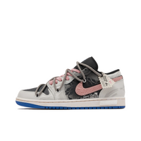 Custom Air Jordan 1 Black Grey Graffiti Pink Snake Scales
