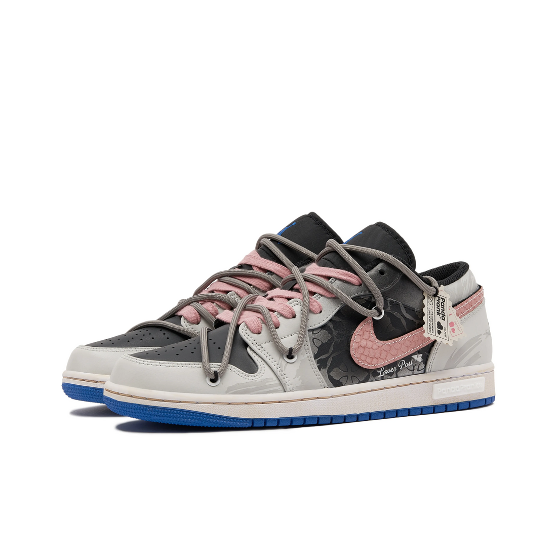 Custom Air Jordan 1 Black Grey Graffiti Pink Snake Scales