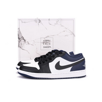 Custom Air Jordan 1 Black Dark Blue White Low