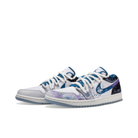 Custom Air Jordan 1 Purple Blue Black Graffiti Shooting Star Low
