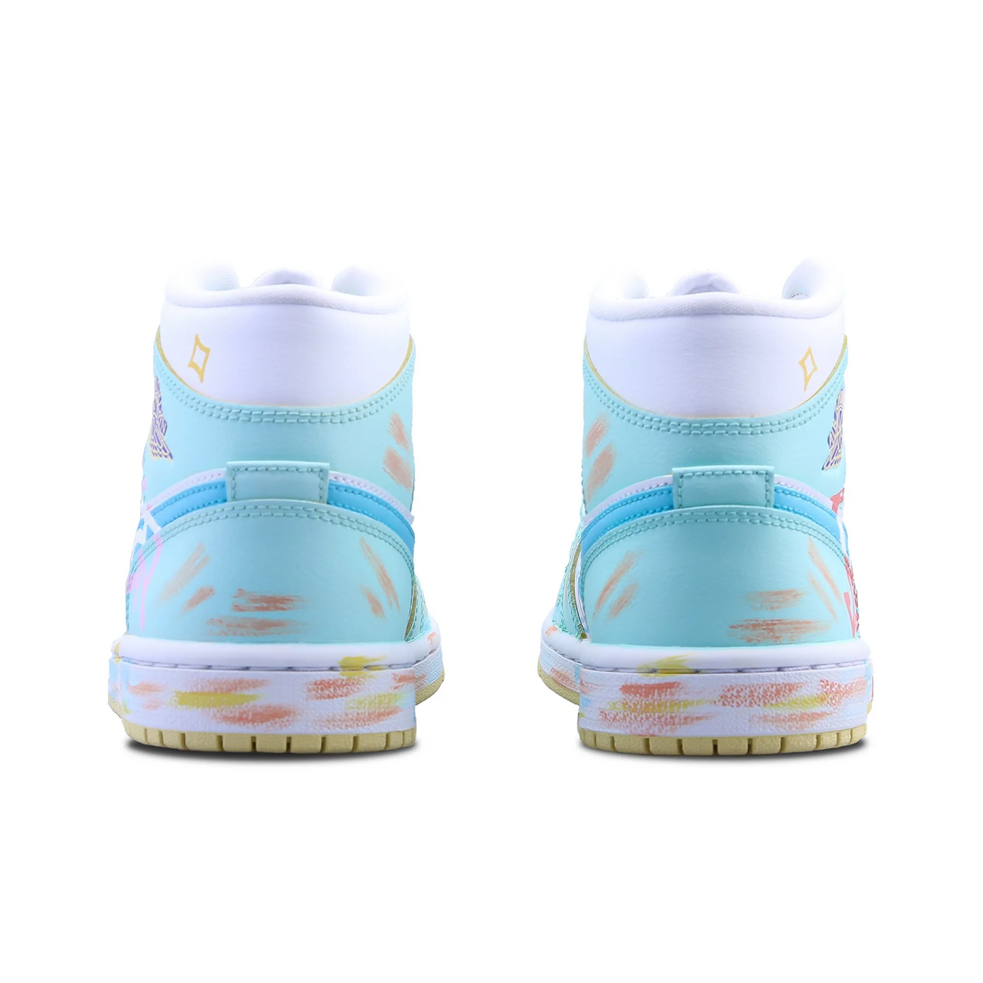 Custom Air Jordan 1 Cyan-blue Pink Blue Yellow Graffiti