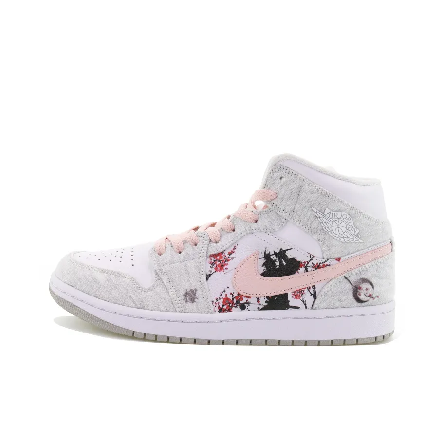 Custom Air Jordan 1 Grey Pink Red Black Plum Bossom