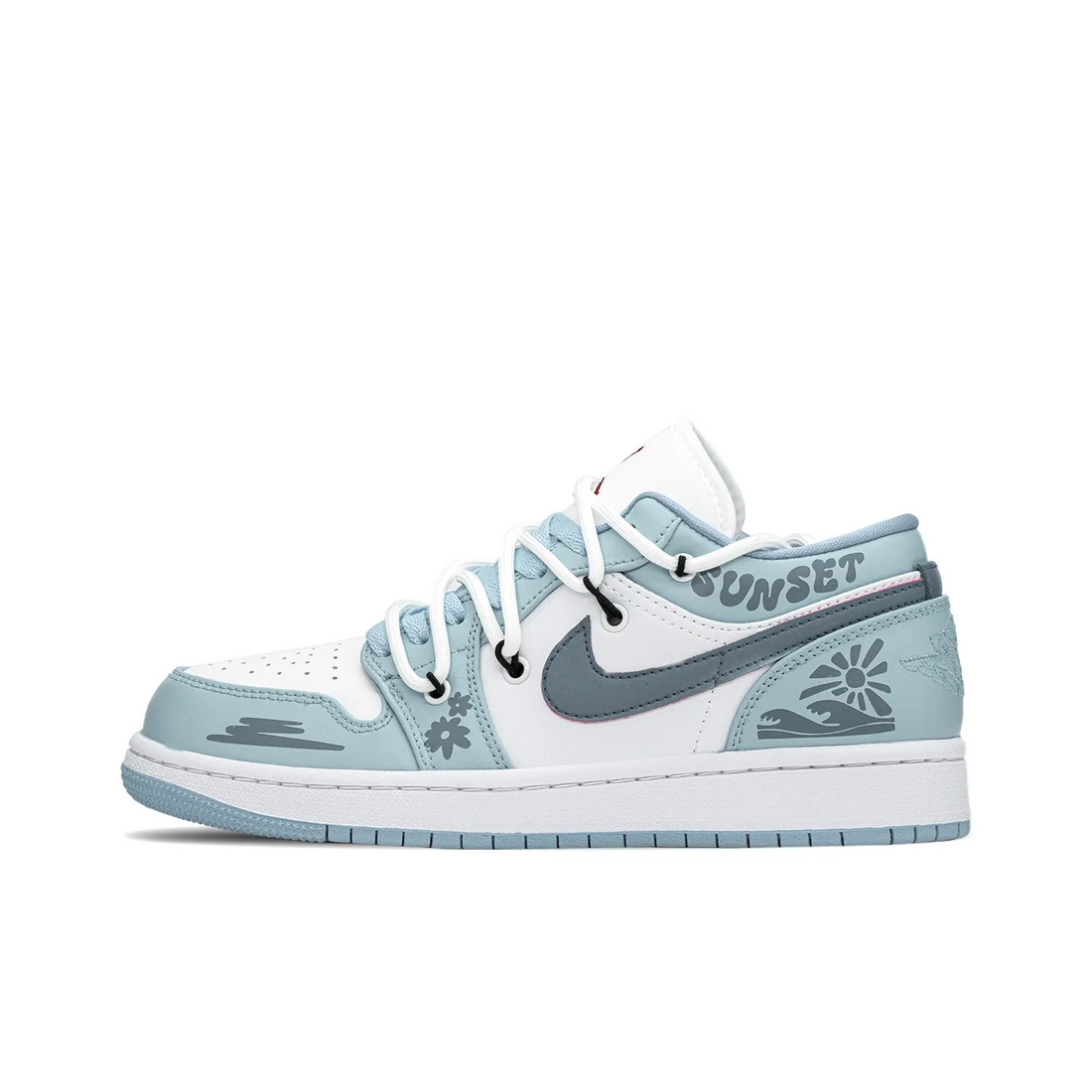 Custom Air Jordan 1 Blue Flowers Low