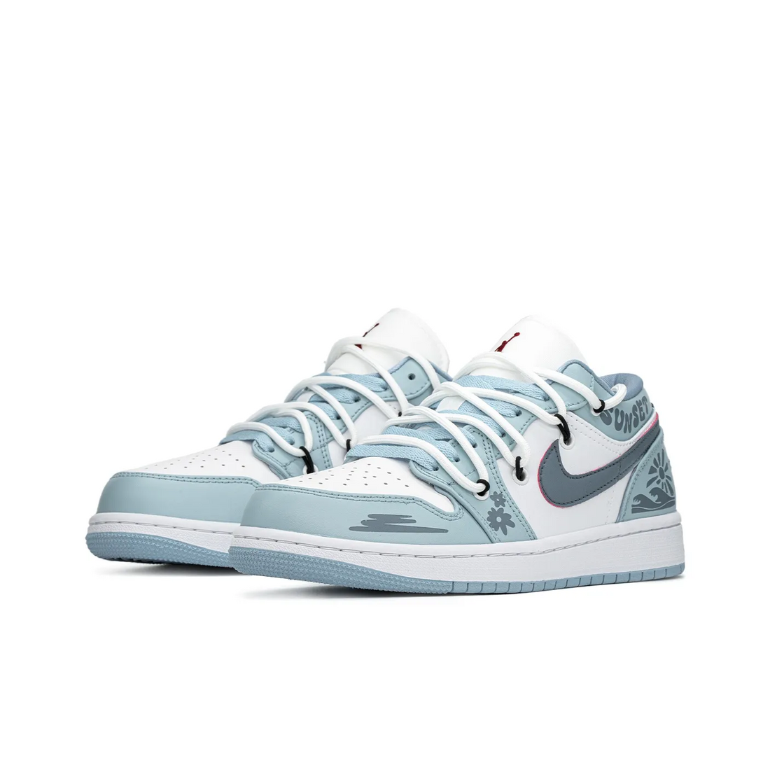 Custom Air Jordan 1 Blue Flowers Low