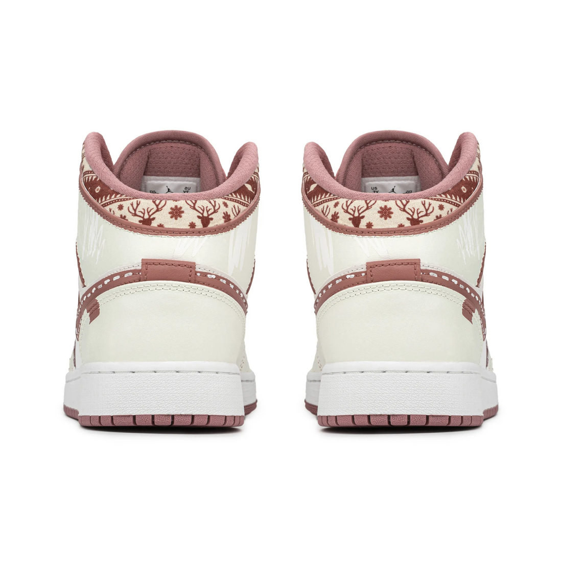 Custom Air Jordan 1 White Red Elk Print Mid