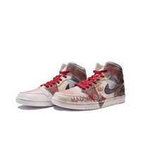 Custom Air Jordan 1 Red Dull Blue Graffiti
