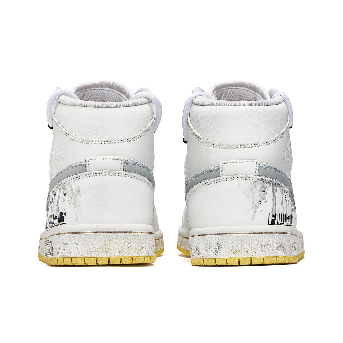 Custom Air Jordan 1 White Yellow Grey Graffiti High