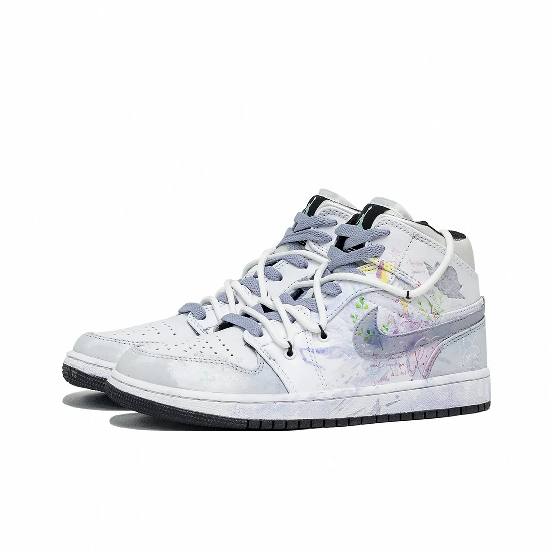 Custom Air Jordan 1 Light Blue Purple Graffiti