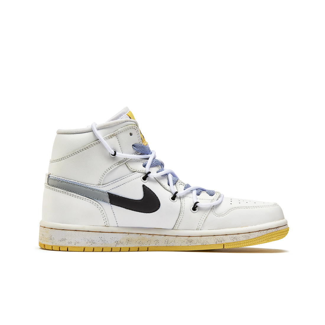 Custom Air Jordan 1 White Grey Graffiti Yellow High
