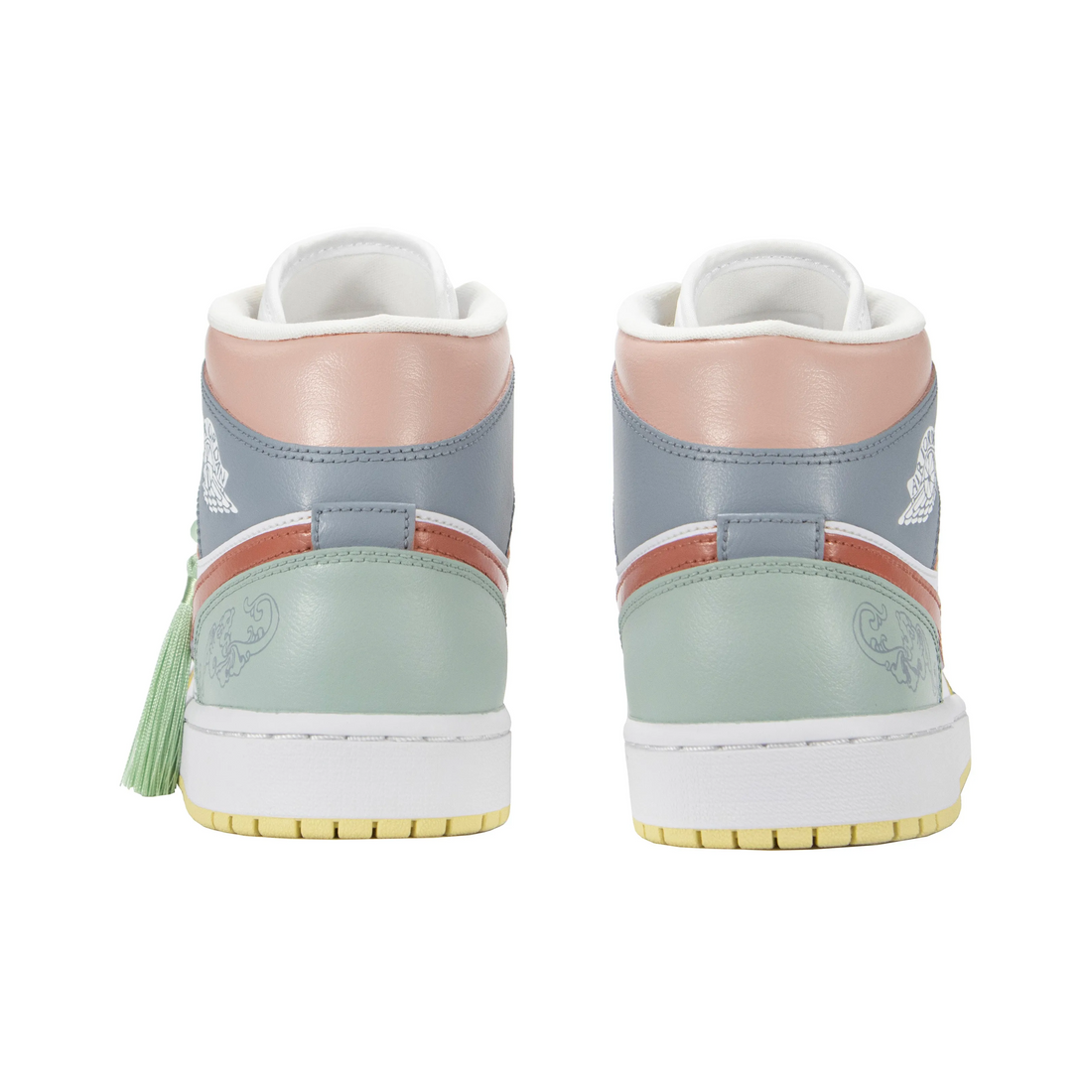 Custom Air Jordan 1 Dull Blue Green Red Dark Pattern