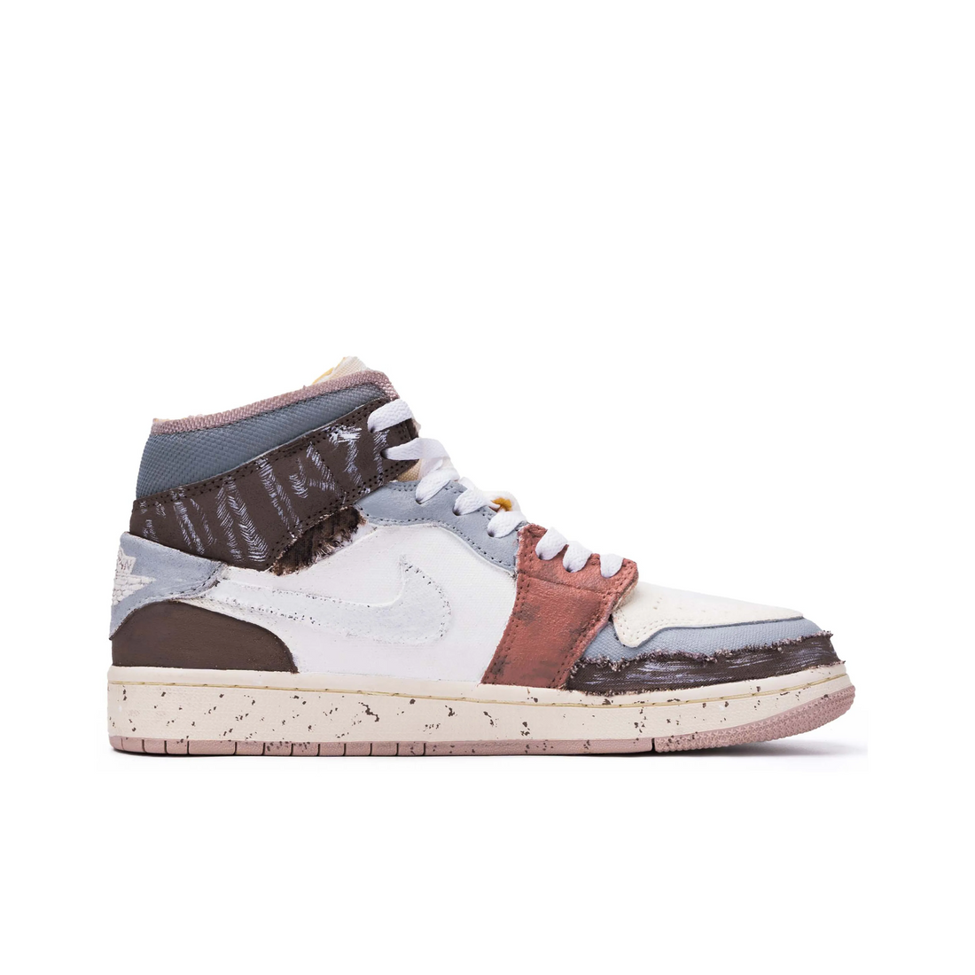 Custom Air Jordan 1 Blue Chocolate Orange Graffiti