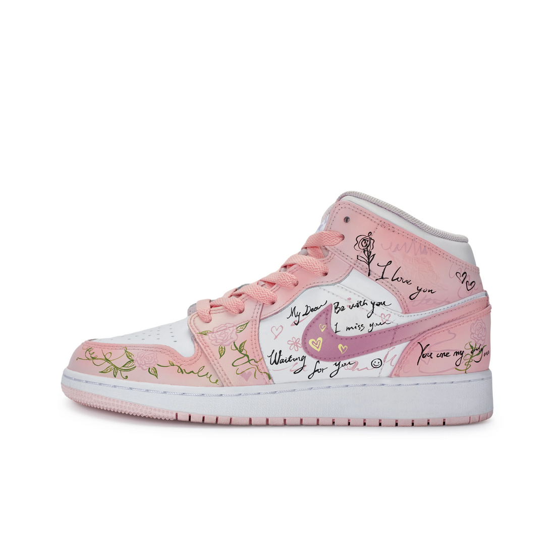 Custom Air Jordan 1 Pink Black Graffiti