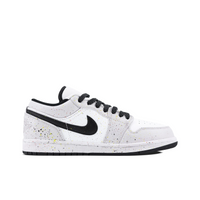 Custom Air Jordan 1 Light Grey Black With Colorful Ink Splash Low