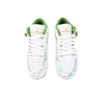 Custom Air Jordan 1 White Yellow Green Pattern Low