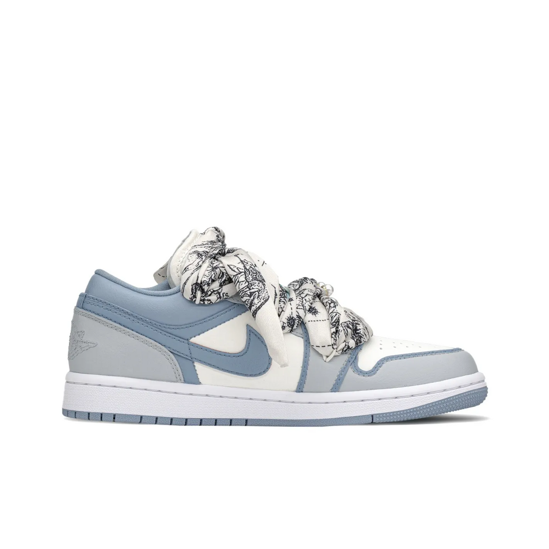 Custom Air Jordan 1 Dull Blue Flowers Low