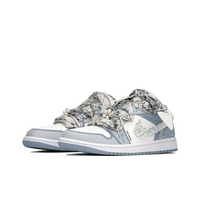 Custom Air Jordan 1 Dull Blue Flowers Low