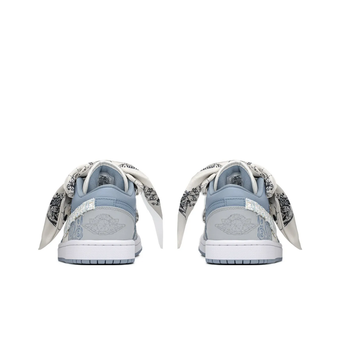 Custom Air Jordan 1 Dull Blue Flowers Low