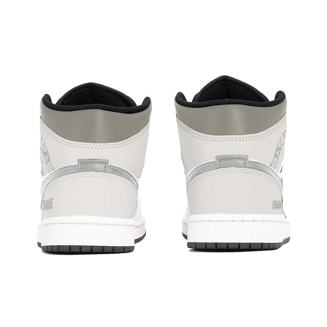 Custom Air Jordan 1 White Light Grey Snake Pattern