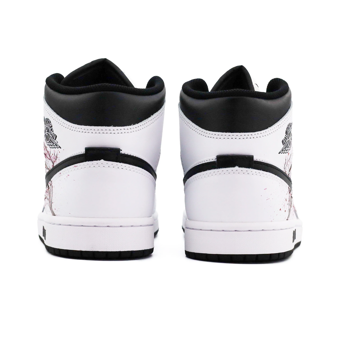 Custom Air Jordan 1 White Black Pink Plum Blossoms In Bloom