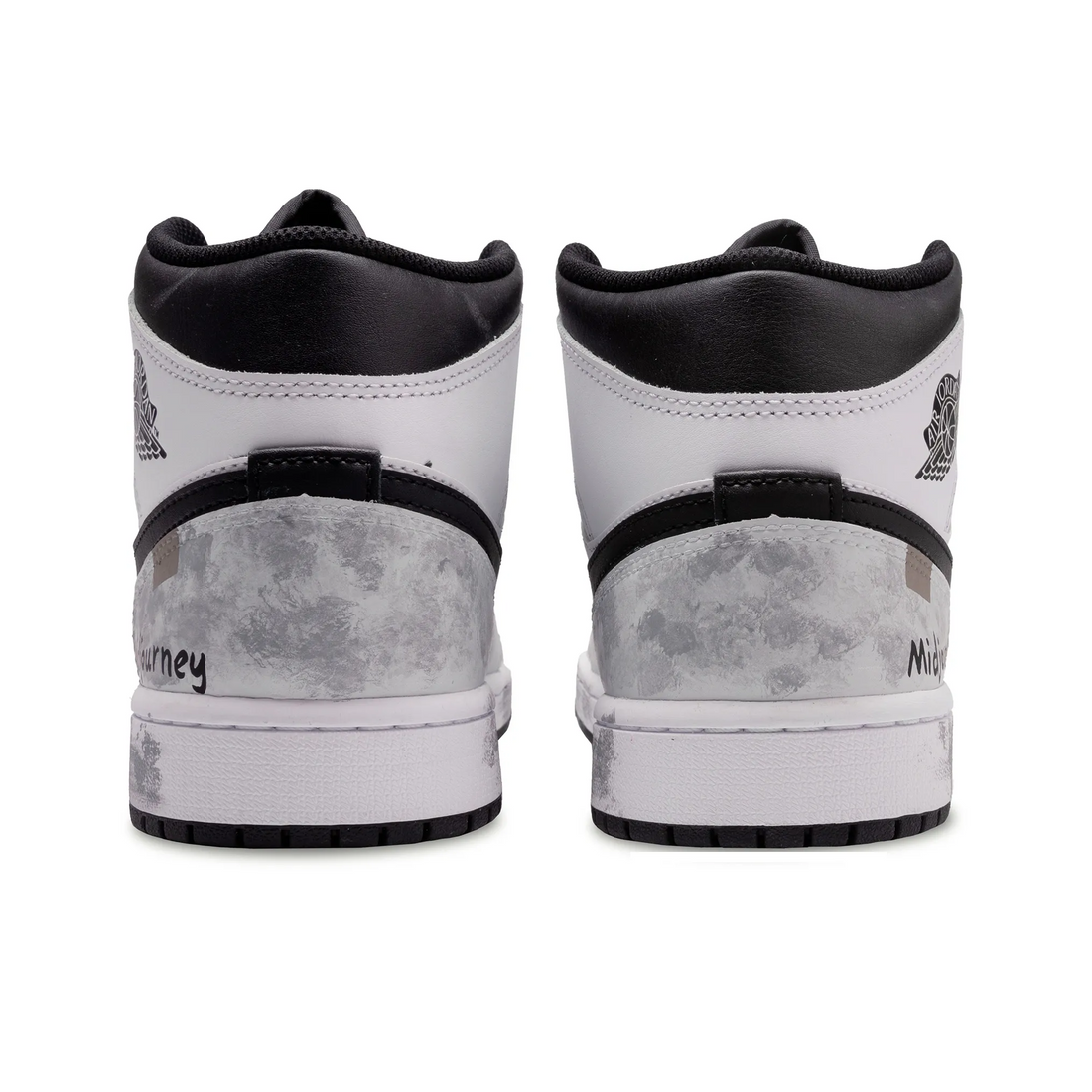 Custom Air Jordan 1 Grey White Graffiti Beige Mid