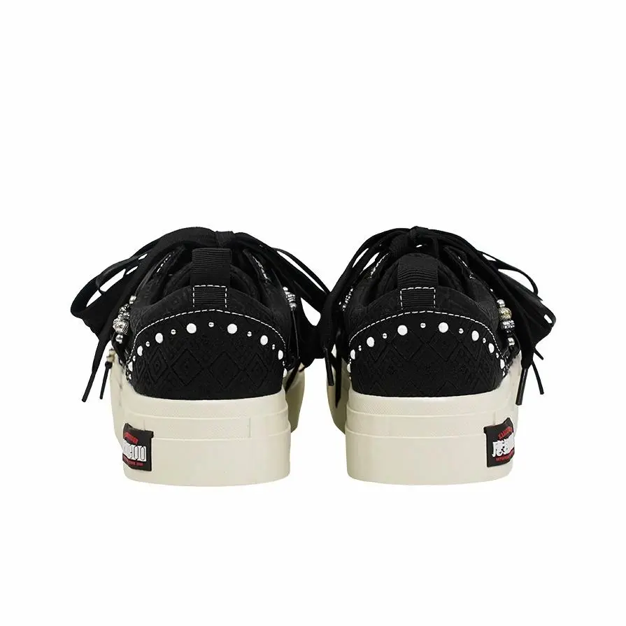 Custom Sneaker Stars Black Dark Pattern Diamond Embellishment