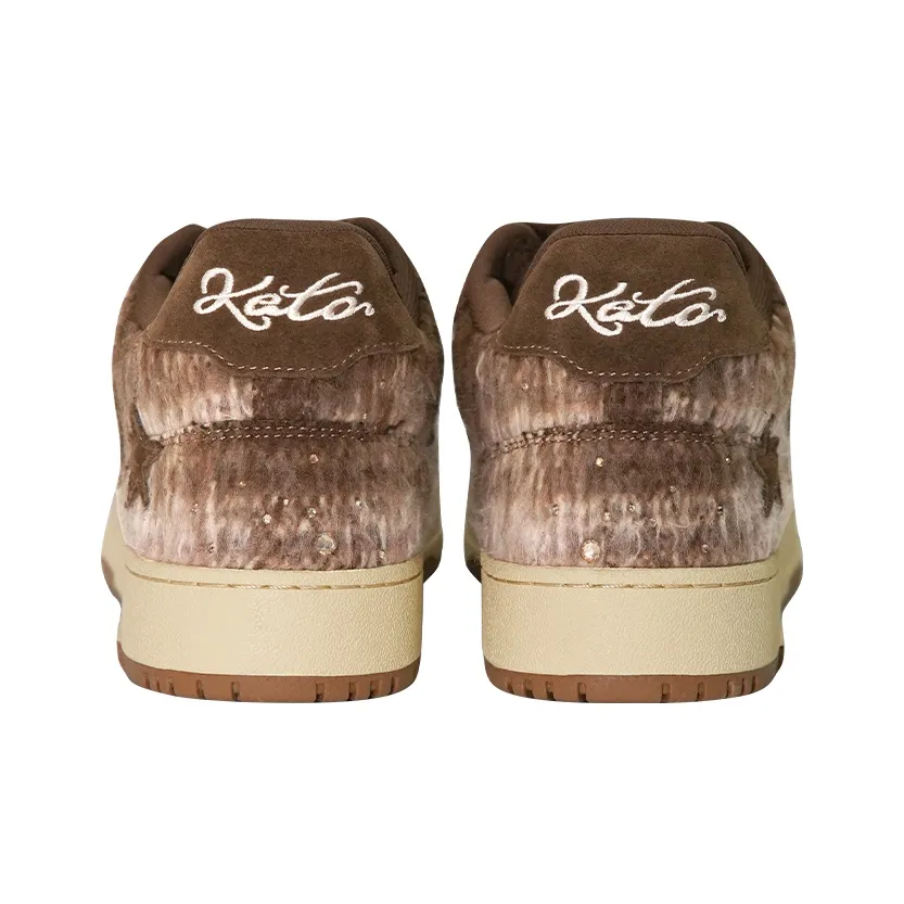 Custom Sneaker Stars Brown Plush Shoelaces