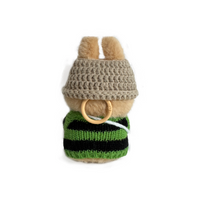 Custom Labubu Gray Beanie And Green Black Sweater