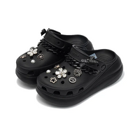 Custom Crocs Black Shoes With Flower Diamond Decoration
