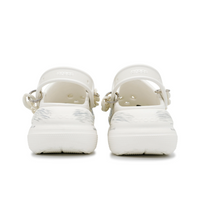 Custom Crocs White Gray Hand Drawn Flowers