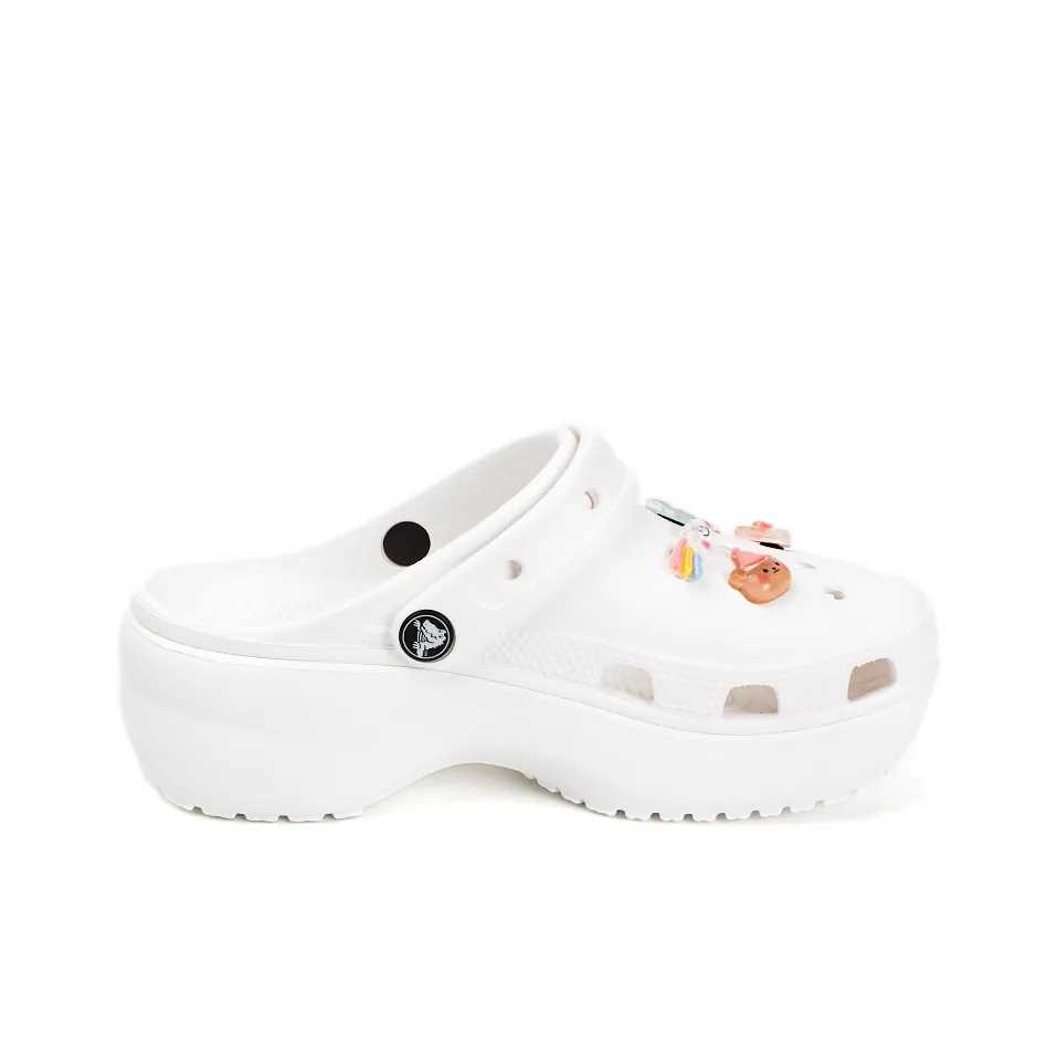Custom Crocs White With Cartoon Decorations